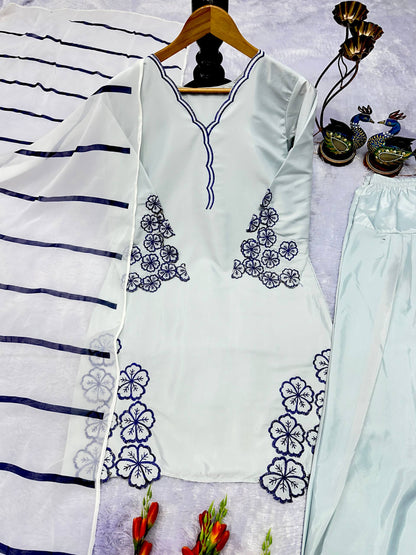 PARTY WEAR  TOP AND FARSI SALVAR . WITH FANCY DUPPATA AND EMBROIDERY WORK