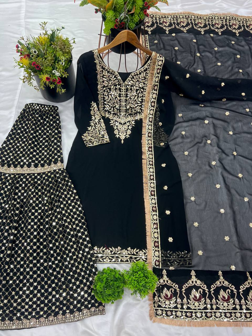New Designer Party Wear Look Top-Plazzo and Dupatta With Heavy Embroidery Work