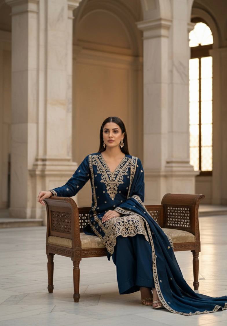 PERFECT FOR UP COMING EID 🌙 SEASON DESIGNER WEAR TOP WITH PLAZZO PAIR IN JIMMY CHOO