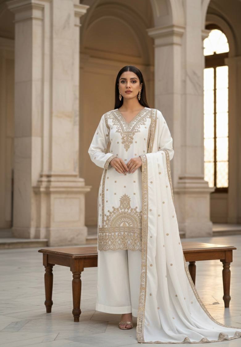 PERFECT FOR UP COMING EID 🌙 SEASON DESIGNER WEAR TOP WITH PLAZZO PAIR IN JIMMY CHOO