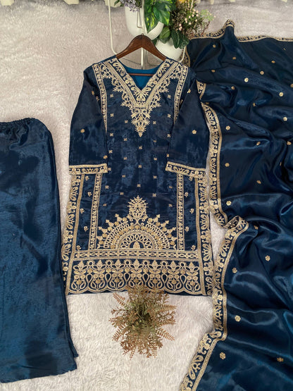 PERFECT FOR UP COMING EID 🌙 SEASON DESIGNER WEAR TOP WITH PLAZZO PAIR IN JIMMY CHOO