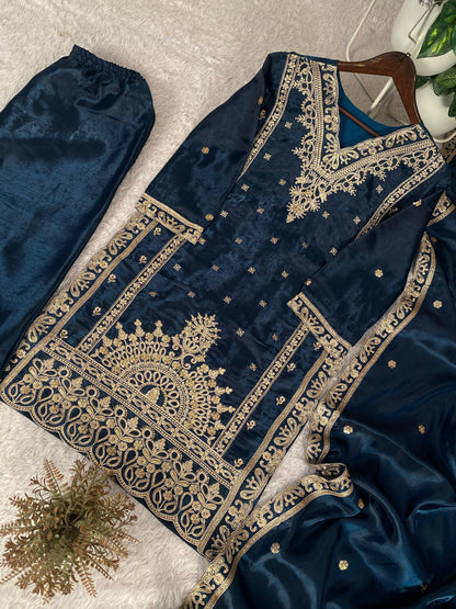 PERFECT FOR UP COMING EID 🌙 SEASON DESIGNER WEAR TOP WITH PLAZZO PAIR IN JIMMY CHOO