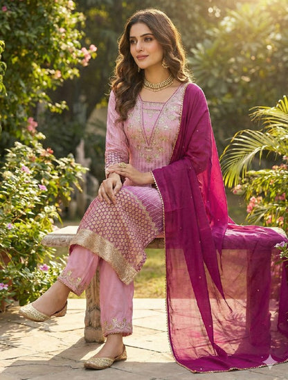 PERFECT FOR 🌙 EID 🌙 OUR DESIGNER WEAR EMBROIDERED TOP PANT  AND DUPATTA