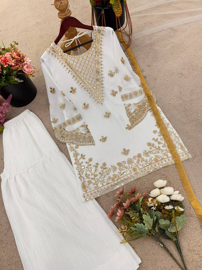 Women’s Ethnic Wear Elegant Embroidered Set Fox Georgette With Embroidery Work