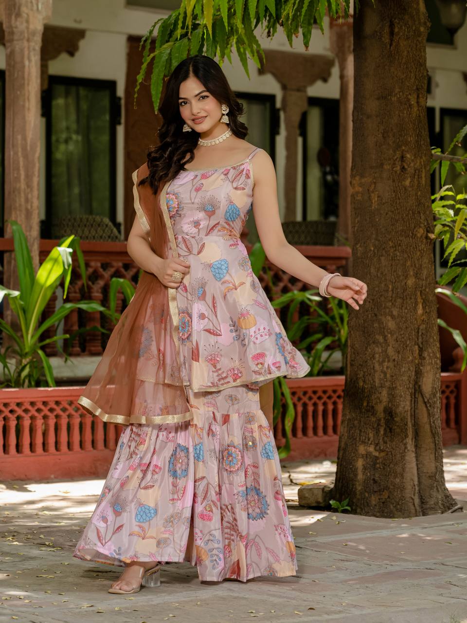 EXCLUSIVE 3 PIECES KURTI, PLAZZO & DUPATTA IS COMING WITH HAND WORK AND FANCY LACE BORDER