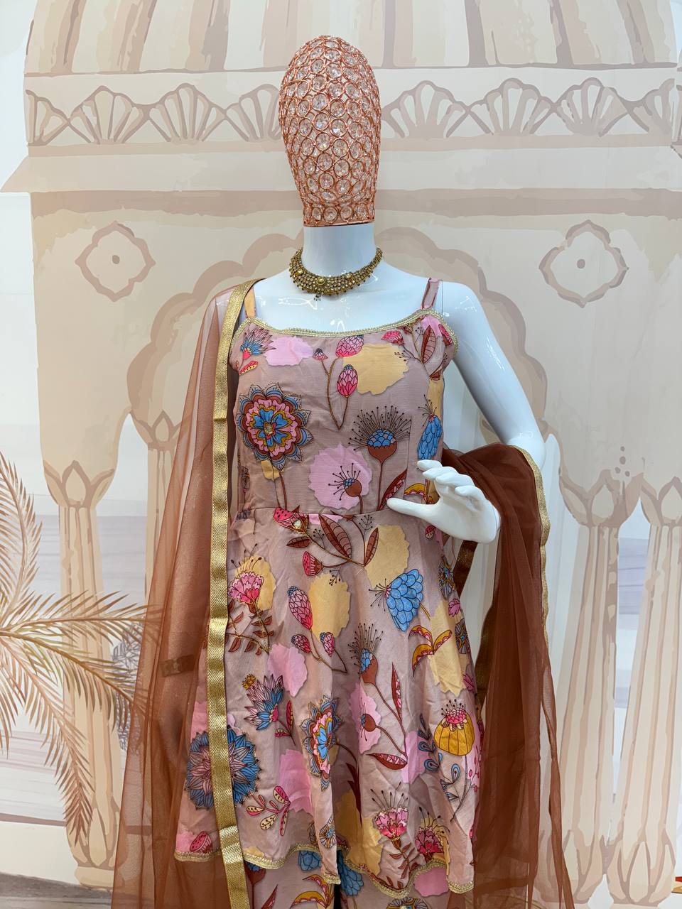 EXCLUSIVE 3 PIECES KURTI, PLAZZO & DUPATTA IS COMING WITH HAND WORK AND FANCY LACE BORDER