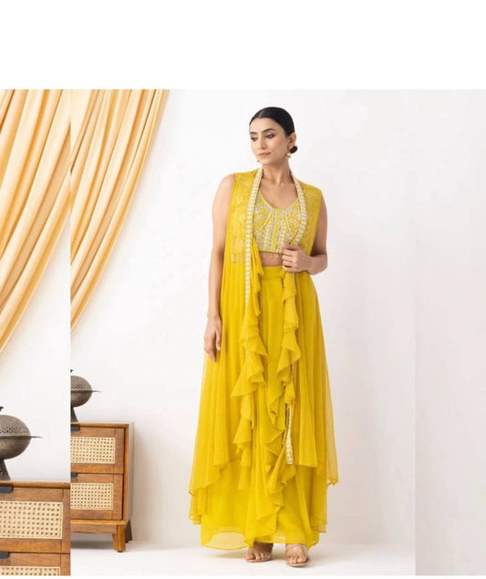 THREE PIECE HAND WORK  WESTERN OUTFIT FOR TRENDY WEDDING SEASON