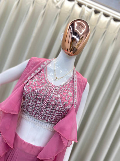 THREE PIECE HAND WORK  WESTERN OUTFIT FOR TRENDY WEDDING SEASON