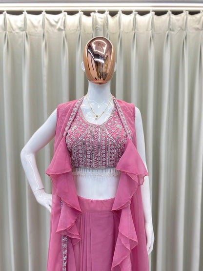 THREE PIECE HAND WORK  WESTERN OUTFIT FOR TRENDY WEDDING SEASON