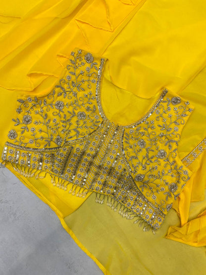 THREE PIECE HAND WORK  WESTERN OUTFIT FOR TRENDY WEDDING SEASON