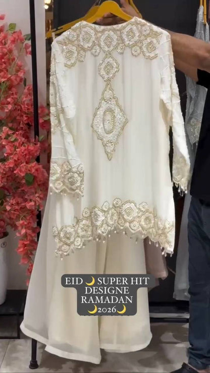 EID 🌙 EXCLUSIVE AND TRENDY FOR WEDDING SEASON OUR SEQUENCE EMBROIDERY WORKED TOP, PLAZZO AND DUPATTA