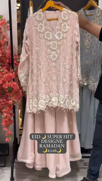EID 🌙 EXCLUSIVE AND TRENDY FOR WEDDING SEASON OUR SEQUENCE EMBROIDERY WORKED TOP, PLAZZO AND DUPATTA