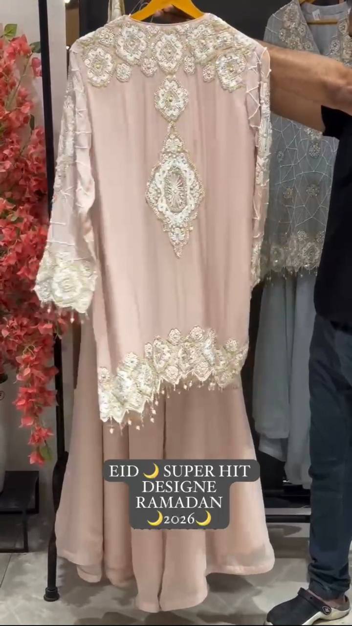 EID 🌙 EXCLUSIVE AND TRENDY FOR WEDDING SEASON OUR SEQUENCE EMBROIDERY WORKED TOP, PLAZZO AND DUPATTA