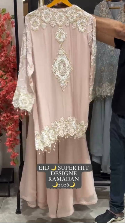 EID 🌙 EXCLUSIVE AND TRENDY FOR WEDDING SEASON OUR SEQUENCE EMBROIDERY WORKED TOP, PLAZZO AND DUPATTA