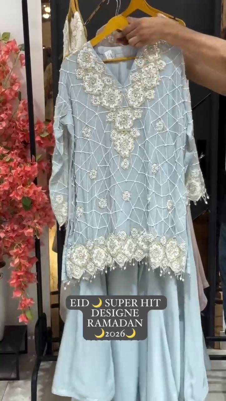 EID 🌙 EXCLUSIVE AND TRENDY FOR WEDDING SEASON OUR SEQUENCE EMBROIDERY WORKED TOP, PLAZZO AND DUPATTA