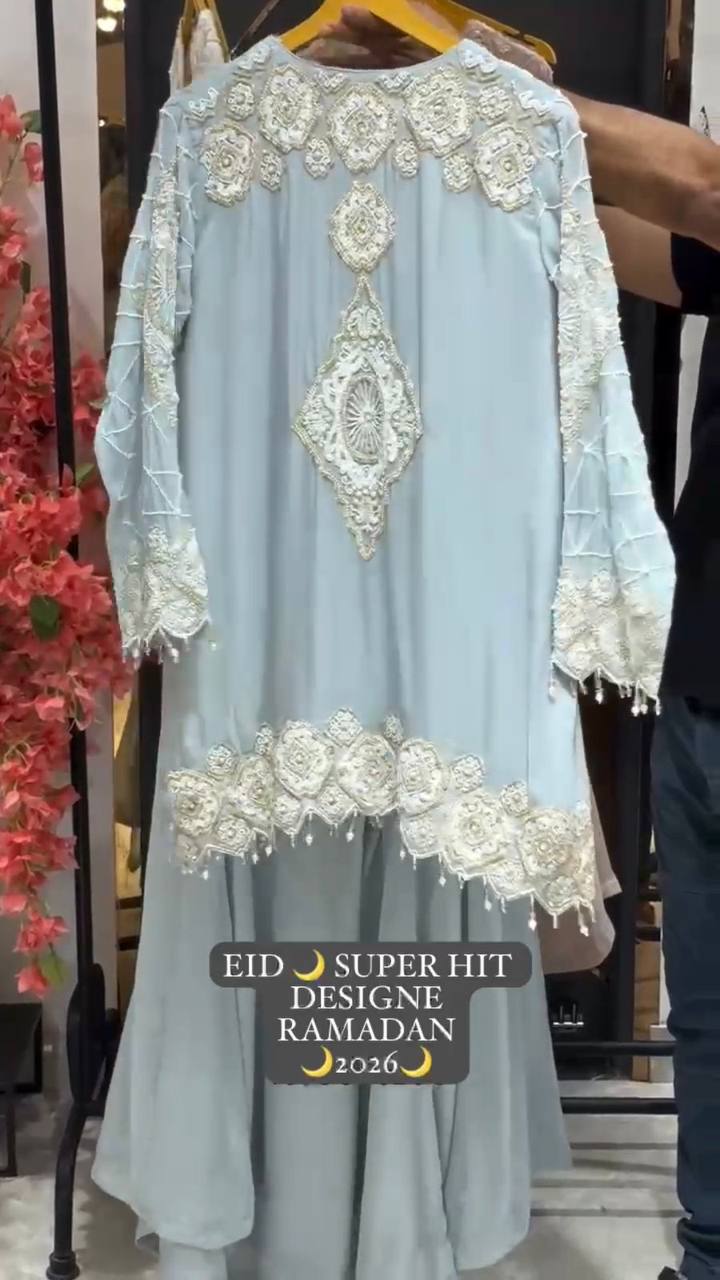 EID 🌙 EXCLUSIVE AND TRENDY FOR WEDDING SEASON OUR SEQUENCE EMBROIDERY WORKED TOP, PLAZZO AND DUPATTA