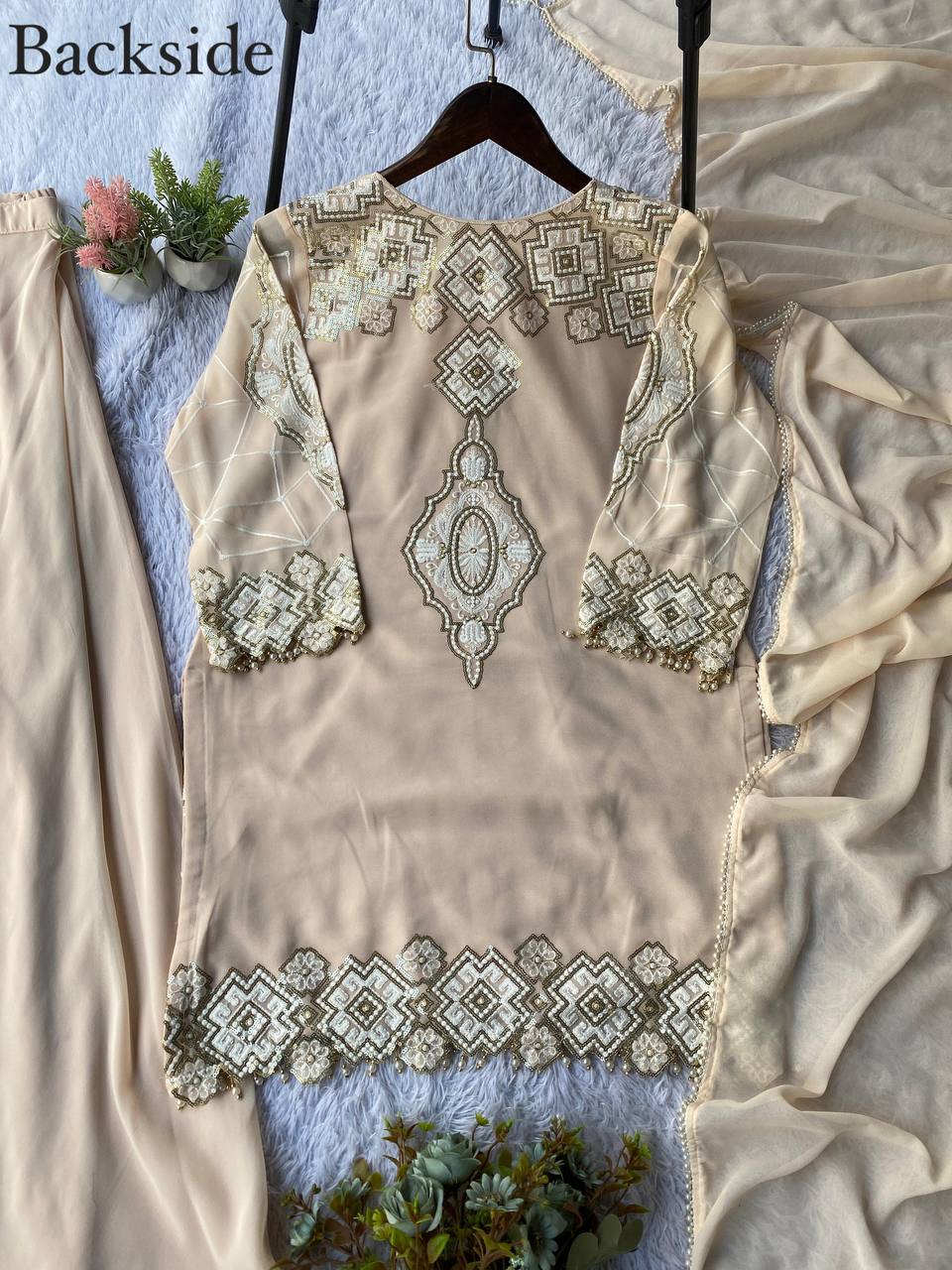 EID 🌙 EXCLUSIVE AND TRENDY FOR WEDDING SEASON OUR SEQUENCE EMBROIDERY WORKED TOP, PLAZZO AND DUPATTA