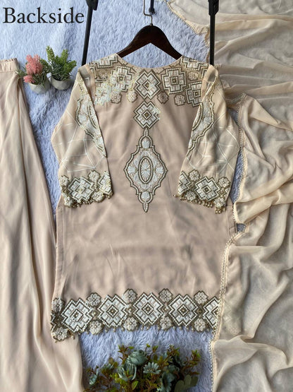 EID 🌙 EXCLUSIVE AND TRENDY FOR WEDDING SEASON OUR SEQUENCE EMBROIDERY WORKED TOP, PLAZZO AND DUPATTA