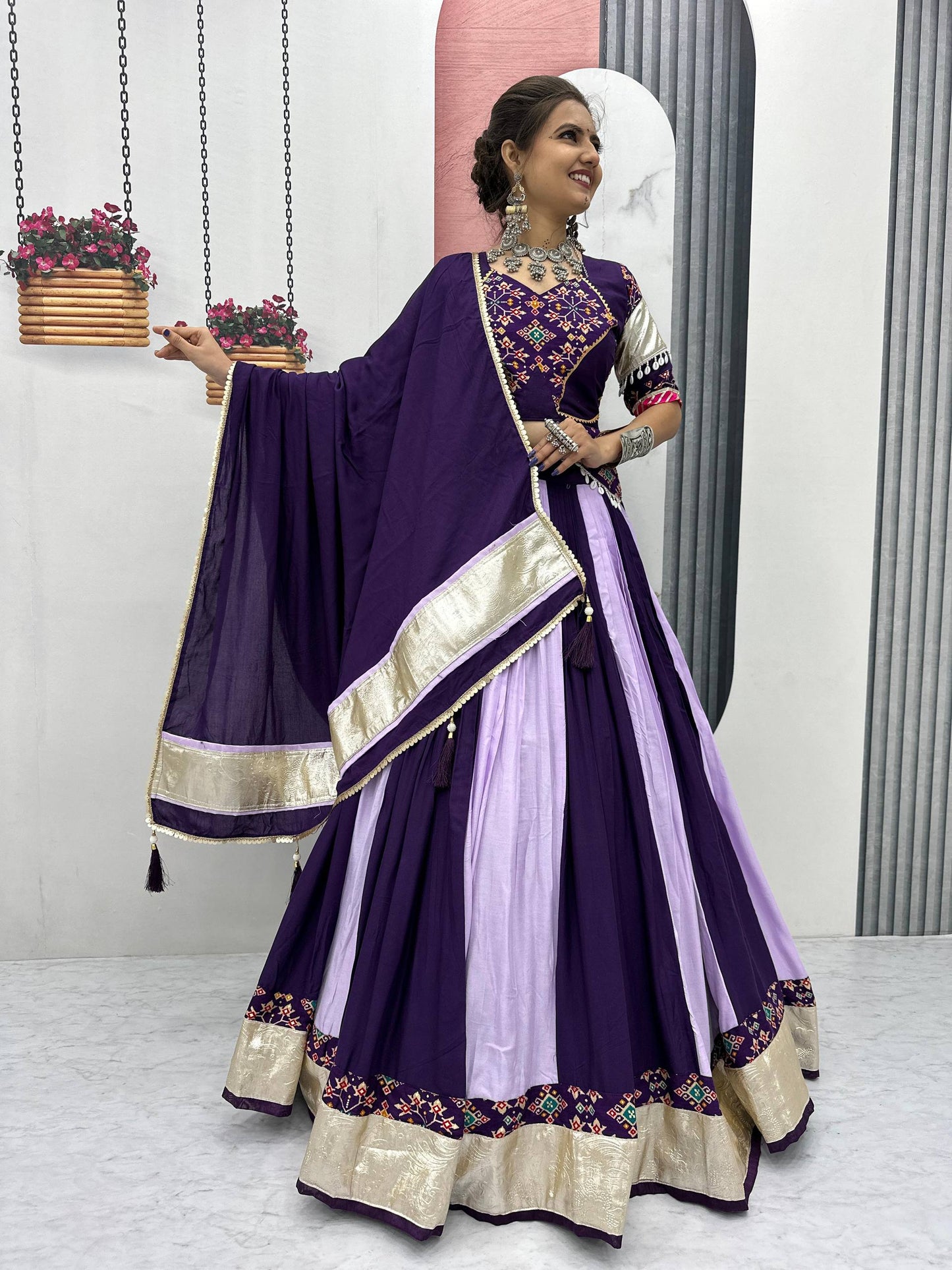 Navratri Special Pure Cotton Lehenga Choli with 6 Meter Big Flair