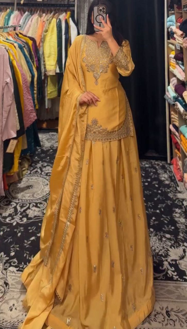 Top Lehenga Chinnon Silk Full sleeve(Full stitched)