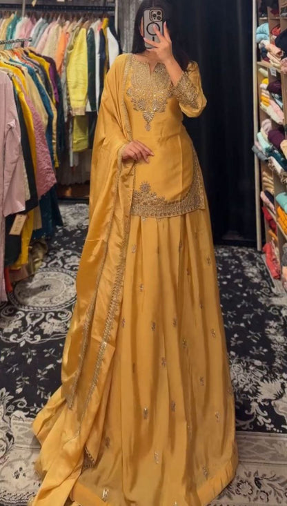 Top Lehenga Chinnon Silk Full sleeve(Full stitched)