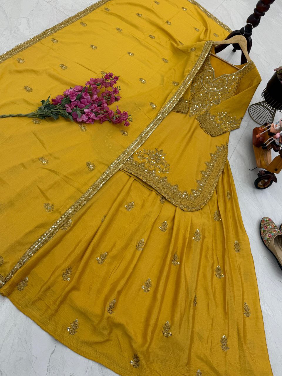 Top Lehenga Chinnon Silk Full sleeve(Full stitched)