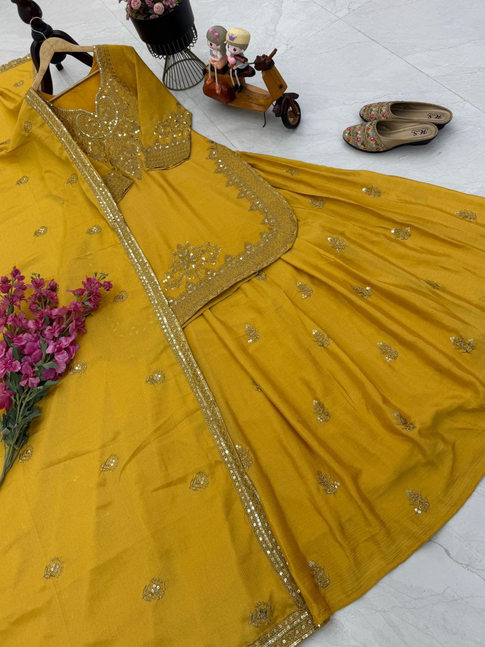 Top Lehenga Chinnon Silk Full sleeve(Full stitched)