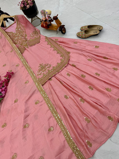 Top Lehenga Chinnon Silk Full sleeve(Full stitched)