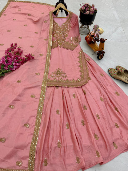 Top Lehenga Chinnon Silk Full sleeve(Full stitched)