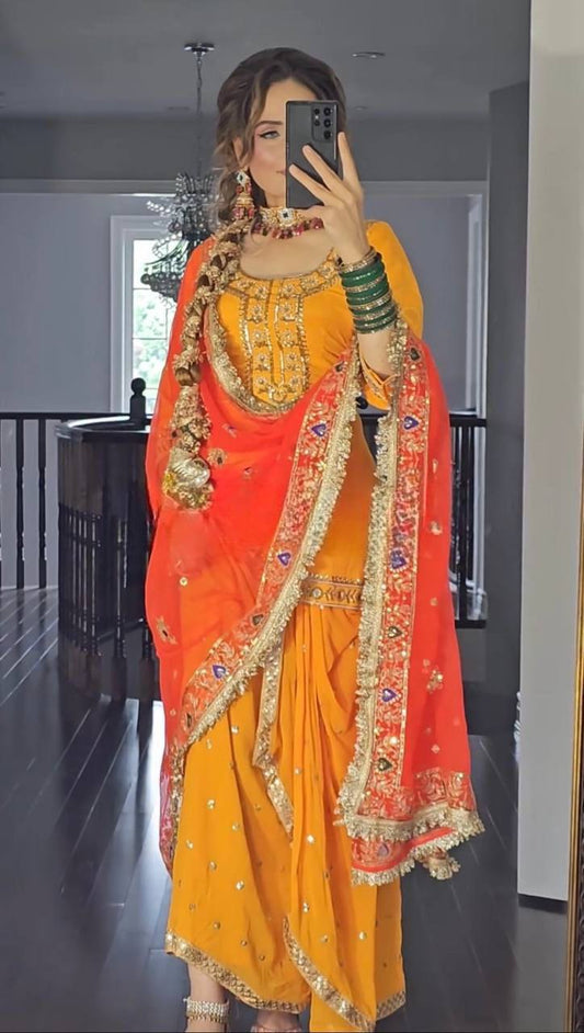 New Designer Party Wear Look Top ,Dhoti Skirt and Dupatta
