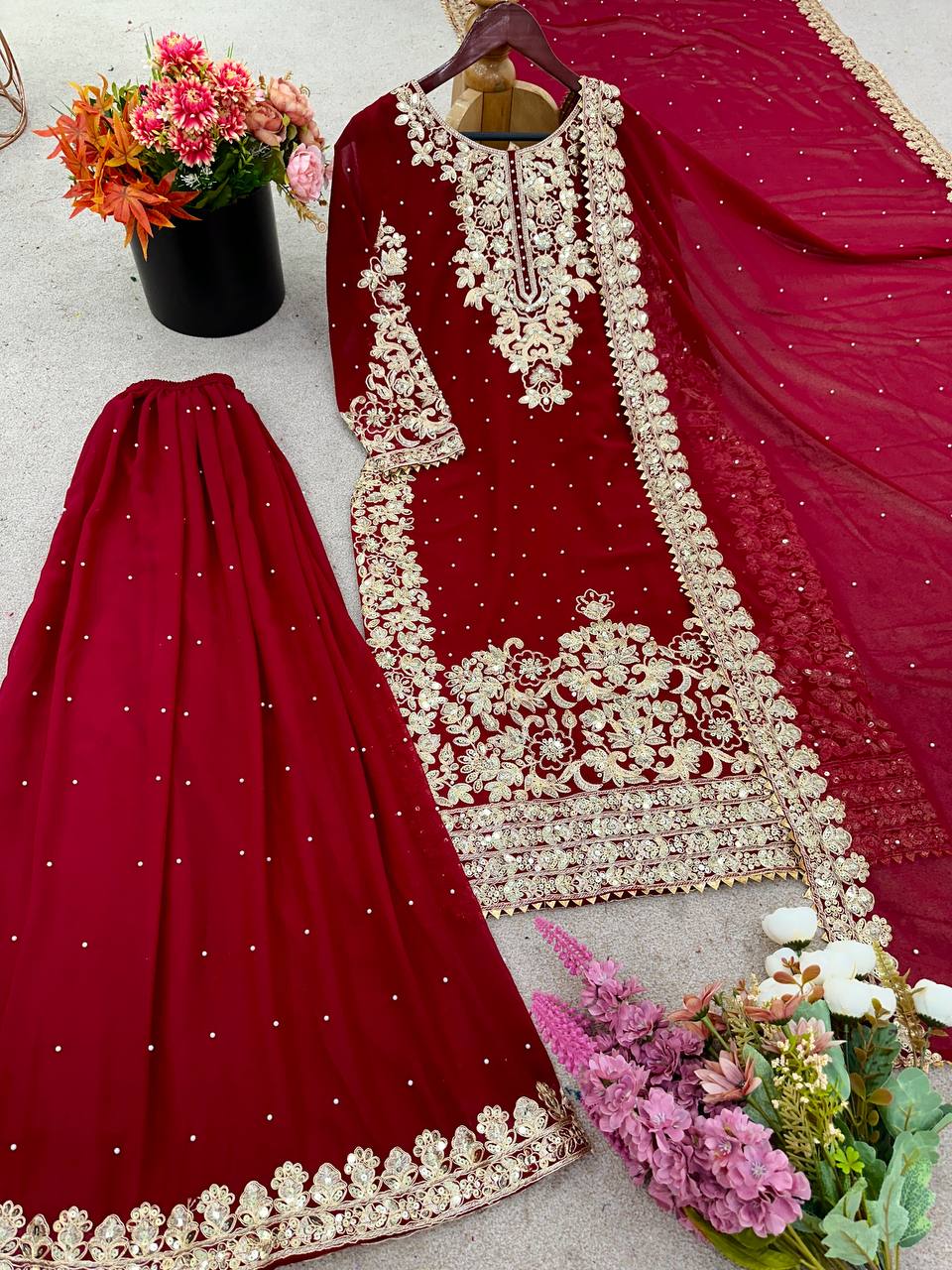 Elegant Coding Embroidered Sequence Work and Moti Work Beautiful Designer Set single available wholesale