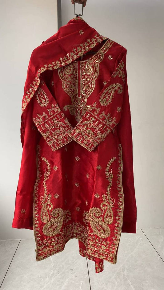 SEQUENCE EMBROIDERY WORKED TOP, PLAZZO WITH DUPATTA