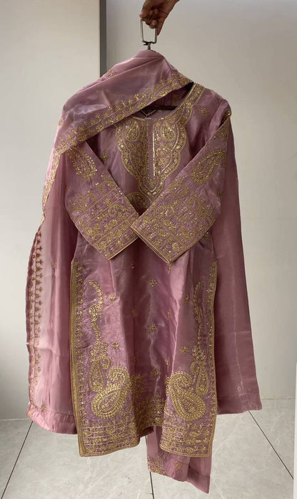 SEQUENCE EMBROIDERY WORKED TOP, PLAZZO WITH DUPATTA