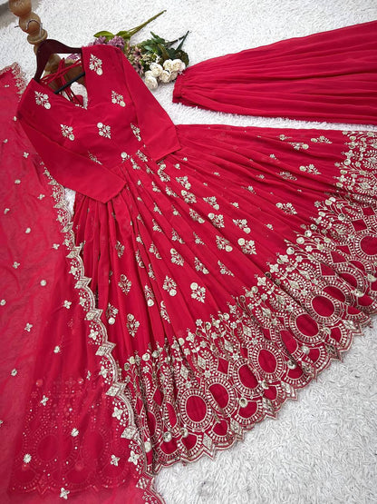 Designer Party Wear Look Full Heavy Embroidery Sequence Work Gown With Fully Stiched and Dupatta Ready to Wear Collection