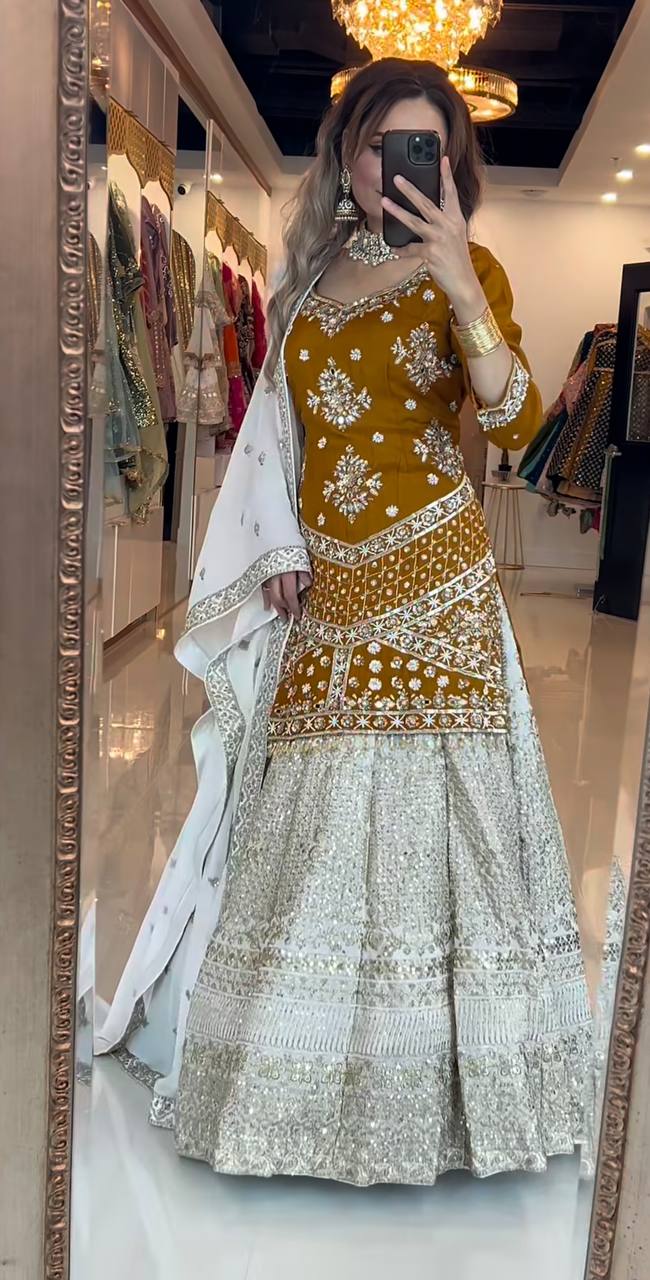Top Lehenga Chinnon Silk Full sleeve Full stitched