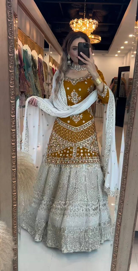 Top Lehenga Chinnon Silk Full sleeve Full stitched