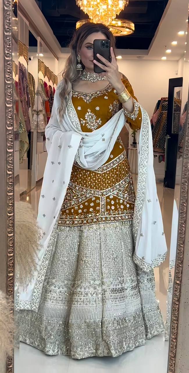 Top Lehenga Chinnon Silk Full sleeve Full stitched