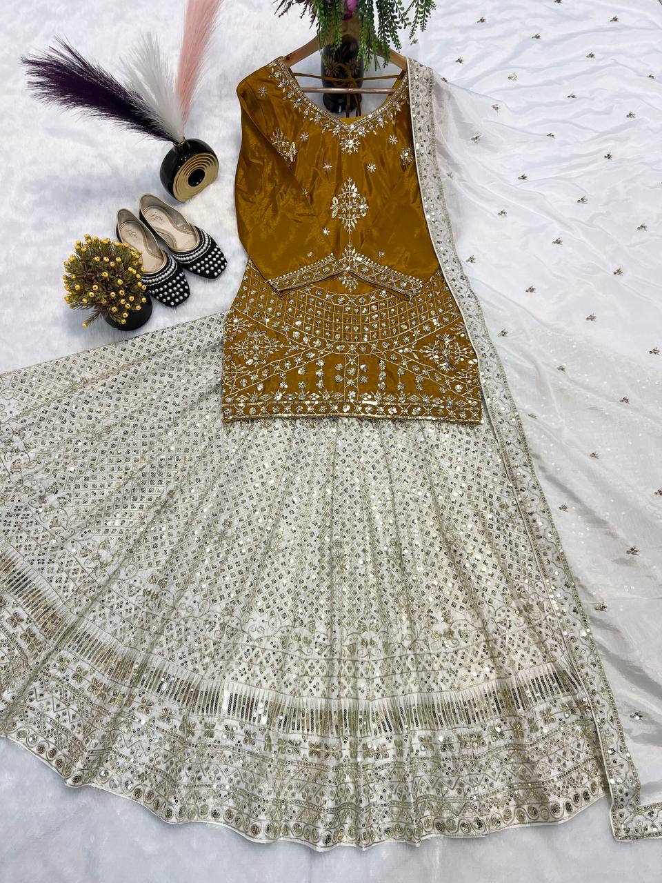 Top Lehenga Chinnon Silk Full sleeve Full stitched