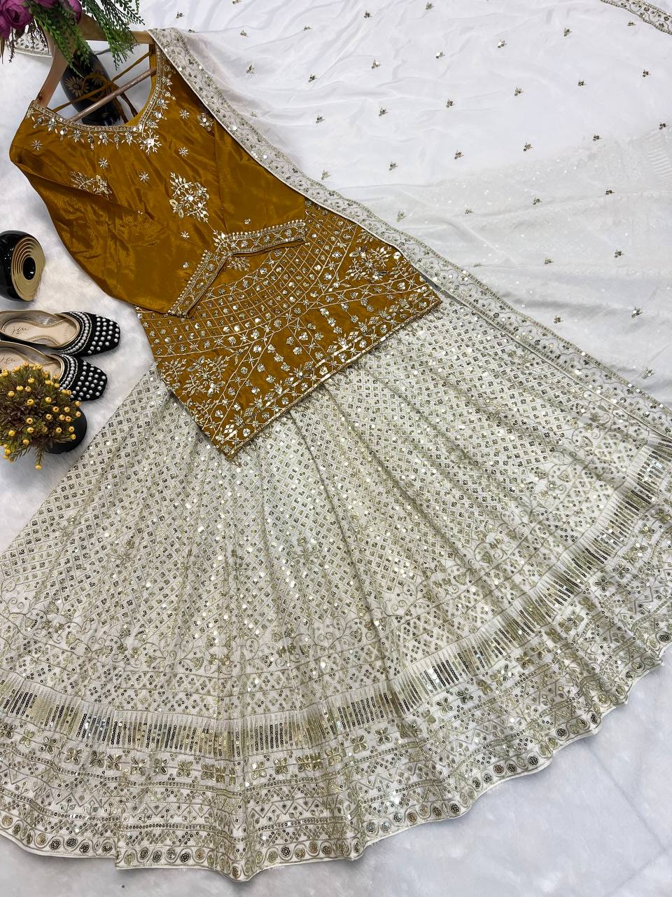 Top Lehenga Chinnon Silk Full sleeve Full stitched