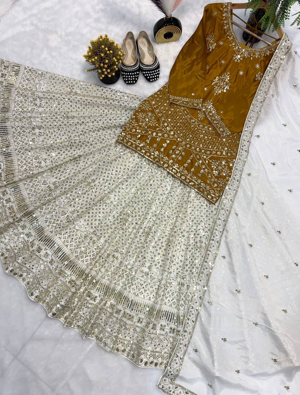 Top Lehenga Chinnon Silk Full sleeve Full stitched