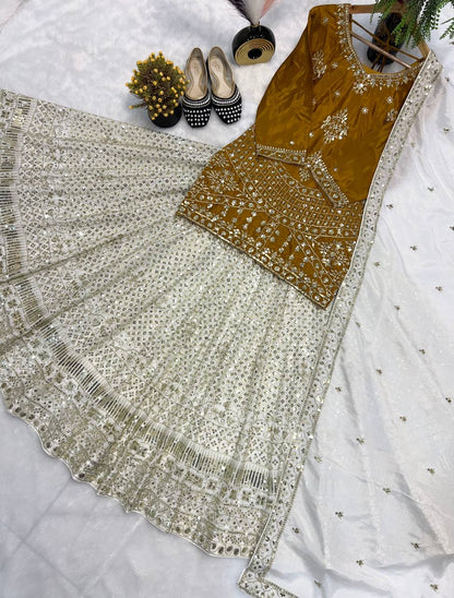 Top Lehenga Chinnon Silk Full sleeve Full stitched