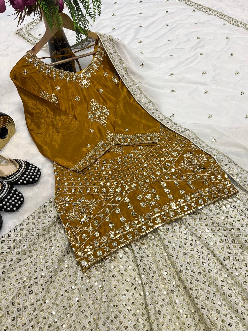 Top Lehenga Chinnon Silk Full sleeve Full stitched