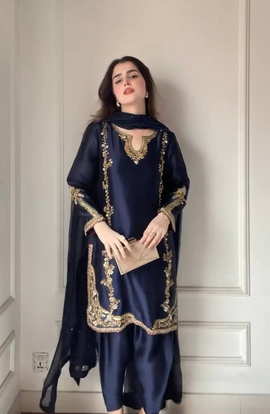 Đěsigner Party Wear Look top with farshi salwar