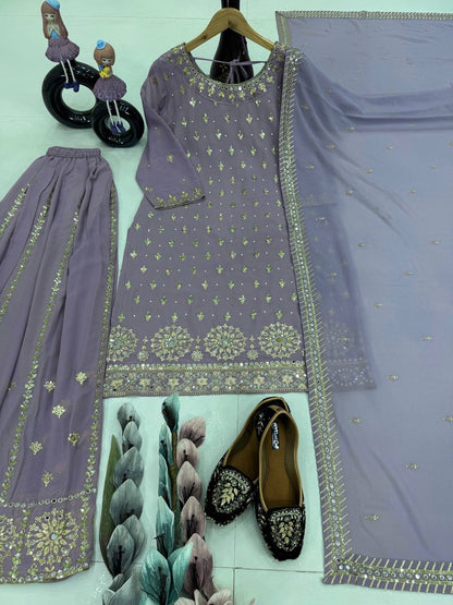 HEAVY FUAX GEORGEET  3 PIS SUIT PARTY WEAR COLLECTION*