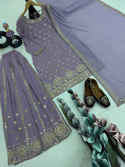 HEAVY FUAX GEORGEET  3 PIS SUIT PARTY WEAR COLLECTION*