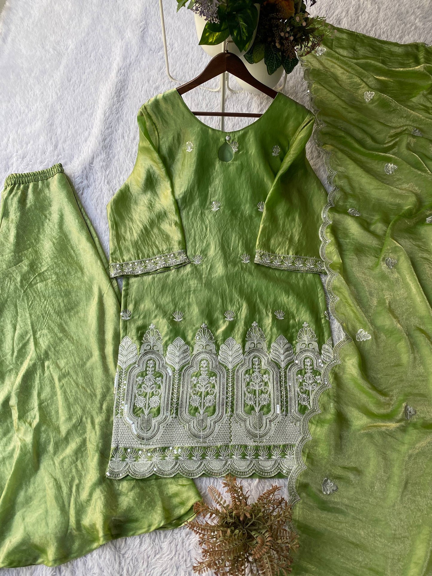 PERFECT FOR 🌙 EID 🌙 OUR DESIGNER WEAR SEQUENCE EMBROIDERED TOP PLAZZO AND DUPATTA