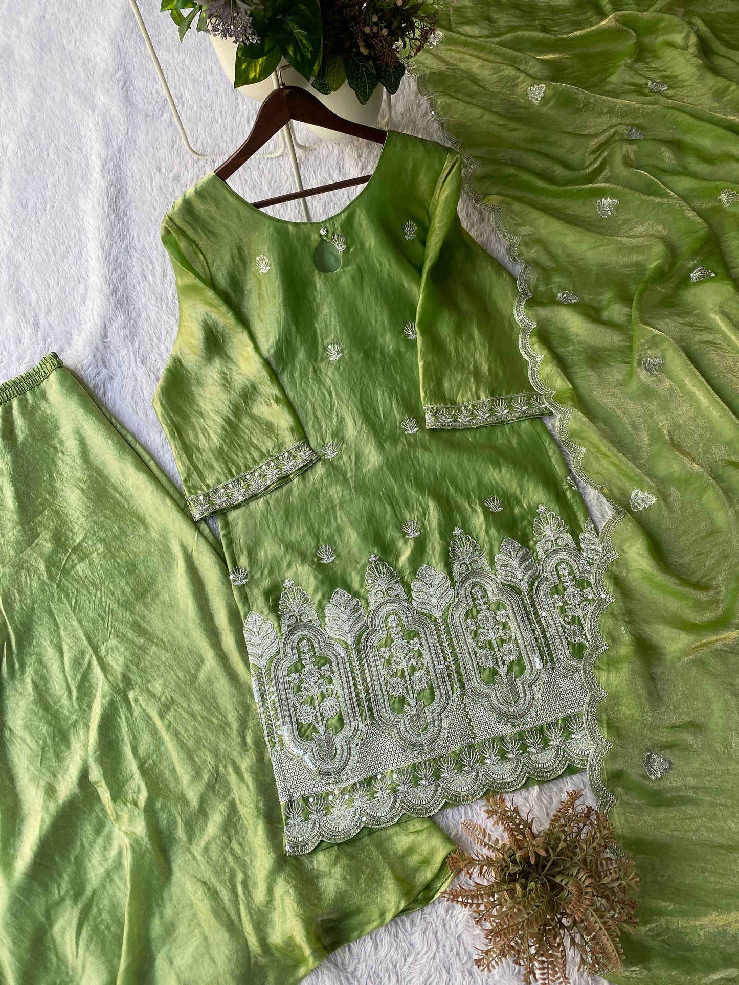 PERFECT FOR 🌙 EID 🌙 OUR DESIGNER WEAR SEQUENCE EMBROIDERED TOP PLAZZO AND DUPATTA
