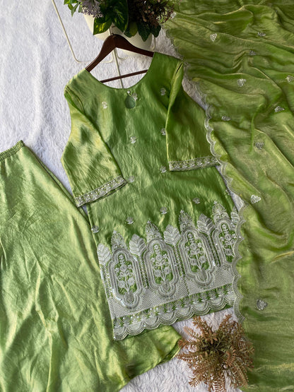 PERFECT FOR 🌙 EID 🌙 OUR DESIGNER WEAR SEQUENCE EMBROIDERED TOP PLAZZO AND DUPATTA