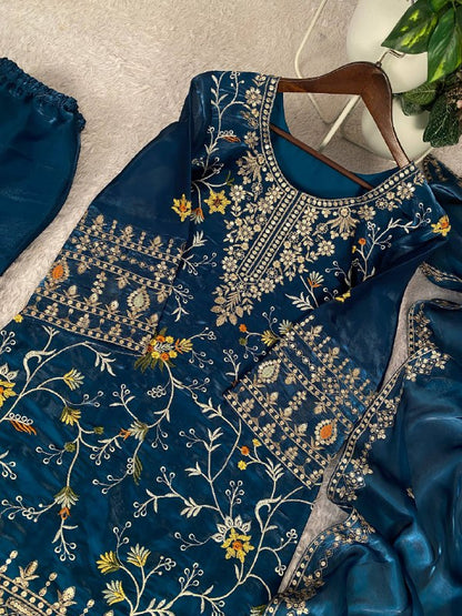 PERFECT FOR PARTY AND WEDDING OUR DESIGNER WEAR TOP WITH SARARA PAIR IN JIMMY CHOO