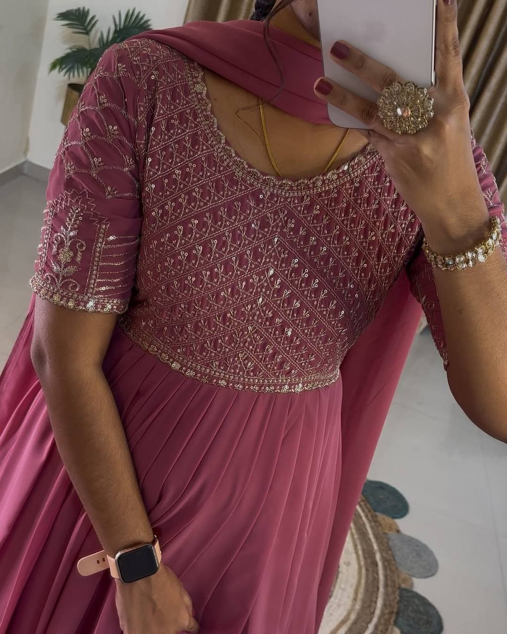 Designer Party Wear Look Full Heavy Embroidery Sequence Work Gown With Fully Stiched and Dupatta Ready to Wear Collection